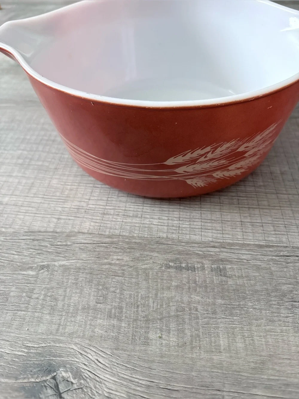 Pyrex Casserole Rust Autumn Harvest Wheat Pattern Dish Bowl 475B 2.5 Vintage